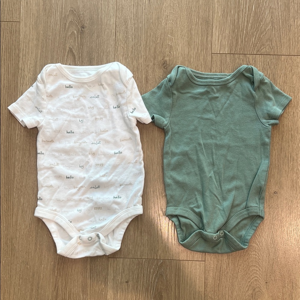 Cloud Island White and Teal Bodysuit Set